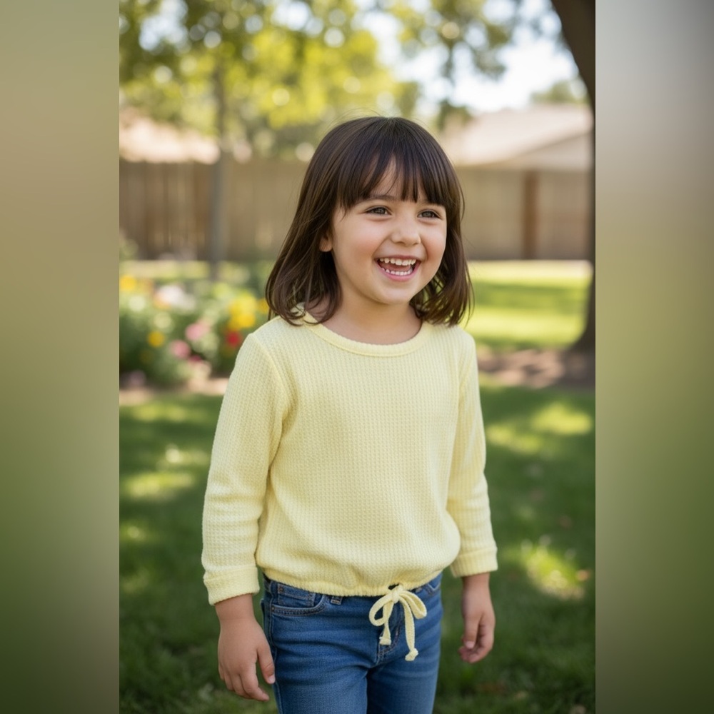 Ideology Sunny Yellow Long Sleeve Kids Tee - Picture 2 of 6